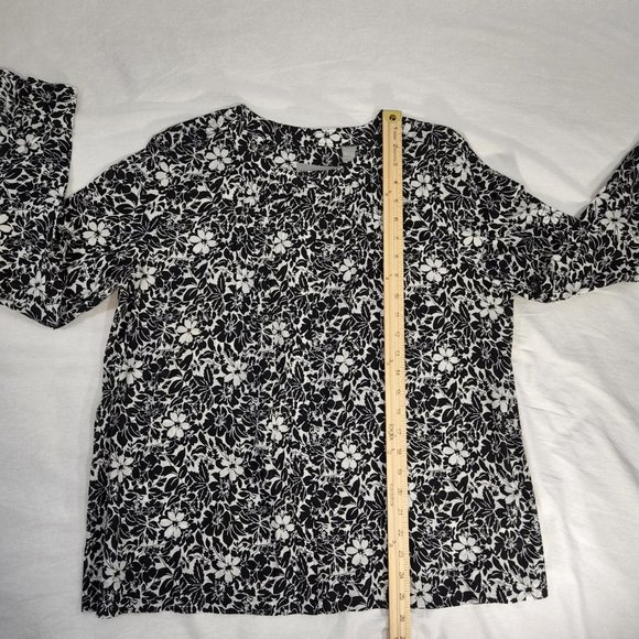 LIZ CLAIBORNE Flower Print Shirt Size L Black/White Color 100% Cotton Exc. Cond! - Picture 14 of 16